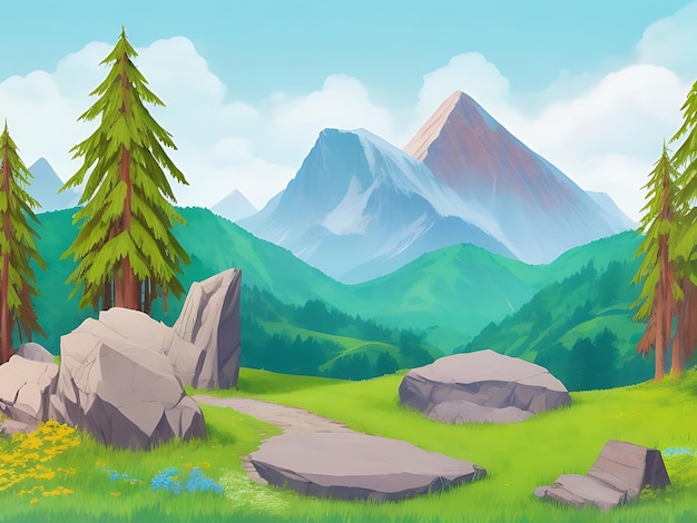 Nature outdoor forest mountain adventure illustration background