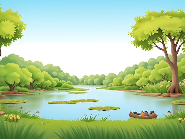 Nature park with swamp scene vector illustration