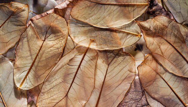 Фото Природа узора сухих лепестков прозрачные листья с естественной текстурой в качестве естественного фона