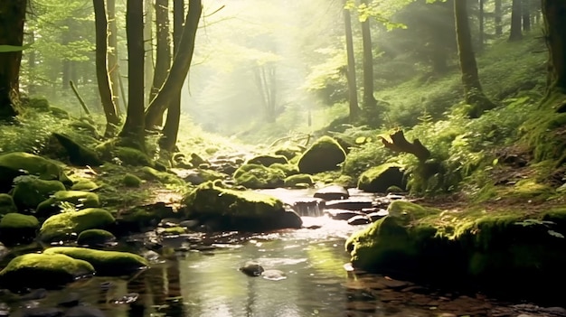 Nature portrayed in tranquil forest scene background