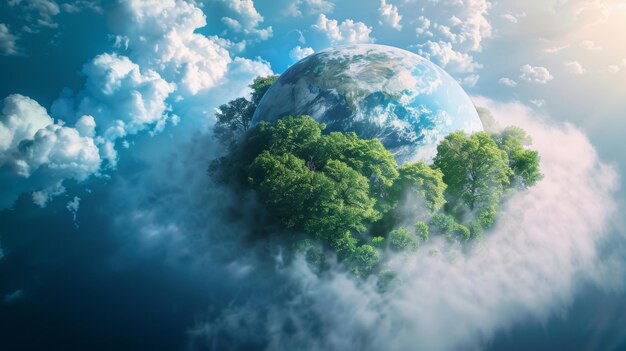 nature preservation the planet is covered with trees clouds