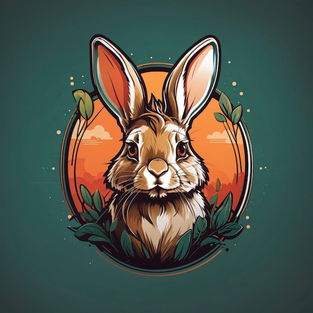 自然ウサギのロゴデザインイラスト