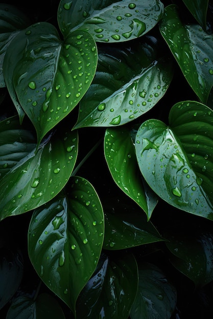 Фото Природа фон дождь растение влажная зеленая вода текстура фон листья свежий сад