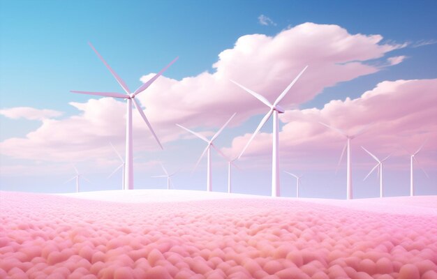 自然再生可能エネルギー技術 風力発電 代替タービン生態環境風景風車
