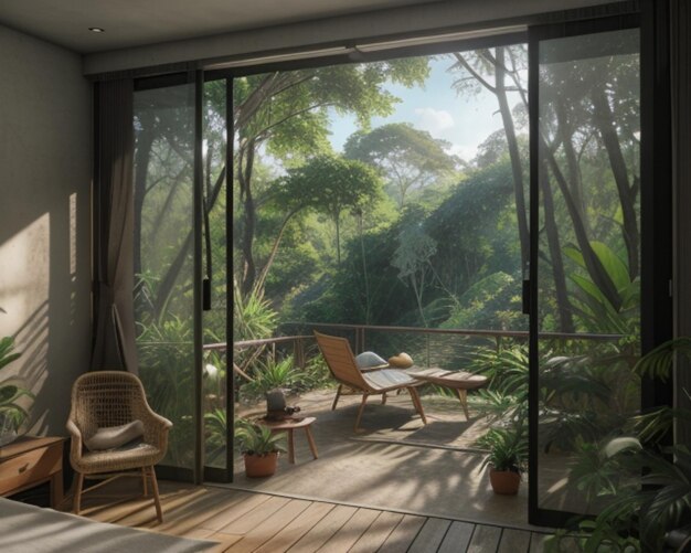 nature room with relaxing environment 3d rendering