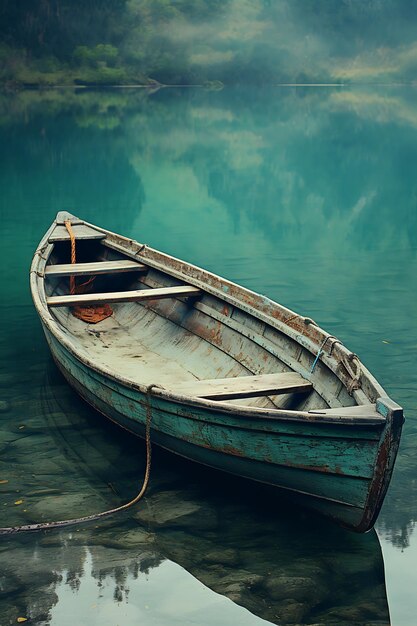 Nature rustic lake boat wallpaper water reflection empty boart