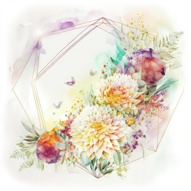 Nature's beauty floral frame background for wedding decoration generative ai