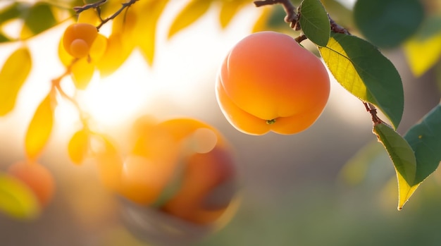 Nature's Bounty Branch with Ripe Juicy and Bright Apricots in Abundance