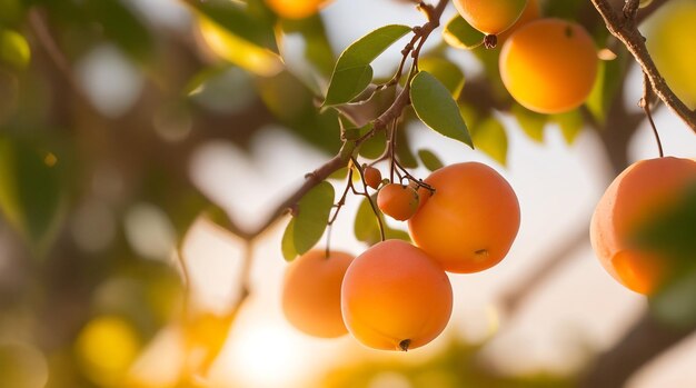 Nature's Bounty Branch with Ripe Juicy and Bright Apricots in Abundance