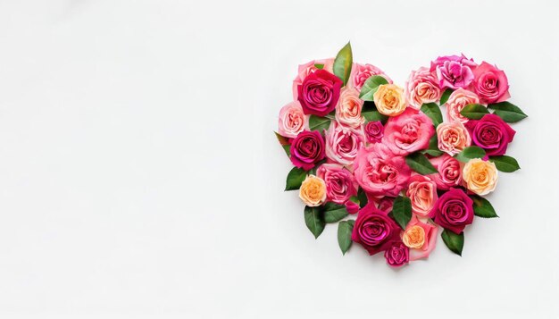 Nature's Bouquet Rose Heart Illustration on White Background Generative AI