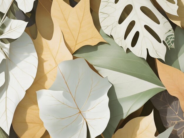 Nature's Collage Abstract Leaf Seamless Pattern