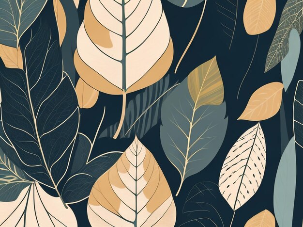 自然のコラージュ抽象的な葉の形のコラージュのシームレスなアート