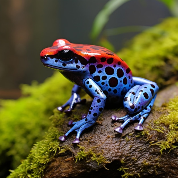 Цветовая палитра природы Изысканная ядовитая лягушка-дротик в колумбийских джунглях