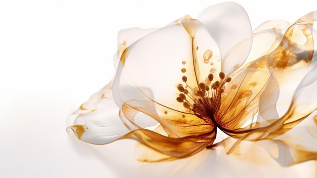 自然 の 優雅 さ 抽象 的 な 透明 な 花びら と 金 の 細部