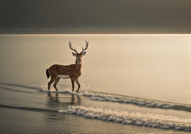 Nature's Elegance Deer and the Sunset Serenity