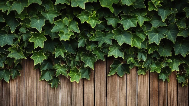 Nature's Embrace AwardWinning CloseUp of Green Ivy Pattern on Wooden Fence