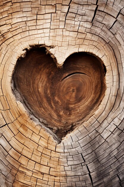 Photo nature's embrace heartshaped knot on a tree trunk