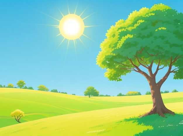 Photo nature's embrace the sun shining through a tree an artistic drawing