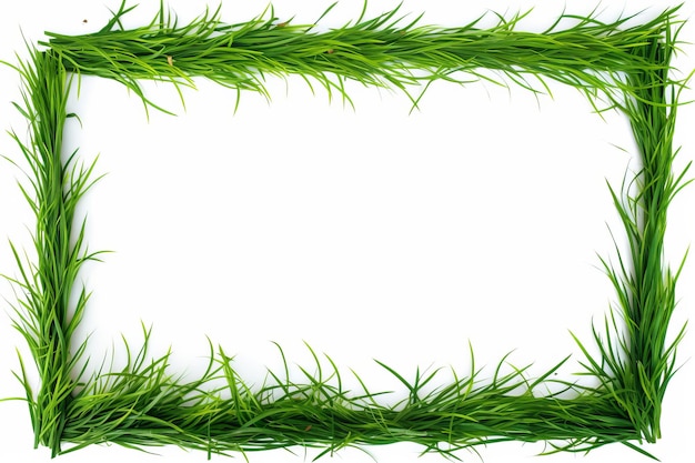Фото Прекрасное полотно природы: вид с вершины на ярко-зеленую дикую траву на белом фоне