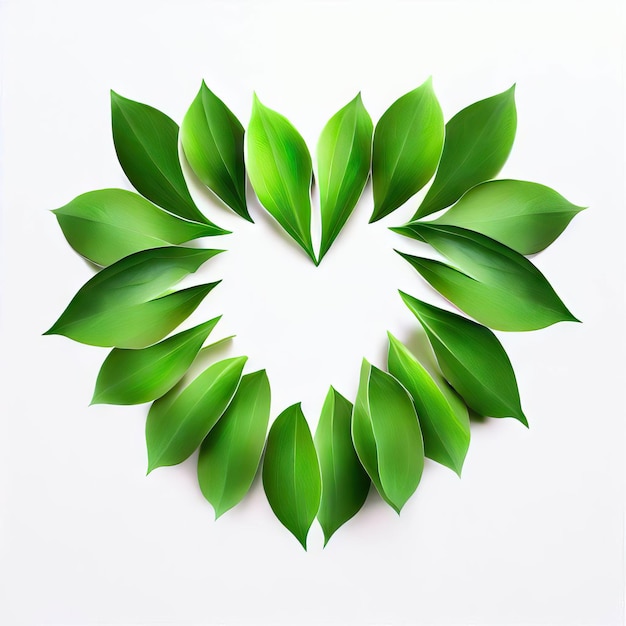 Nature's gesture a heart formed by leaves generative ai
