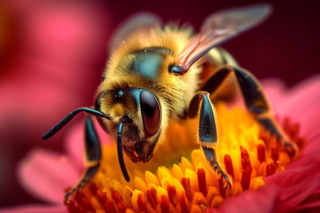 Nature's nectar harvest a bee collecting nectar from flower