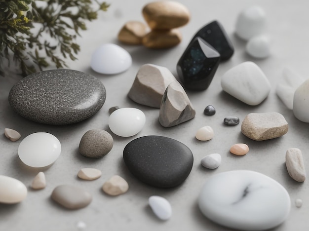 Nature's Palette Flat Lay Images of Varied Stones