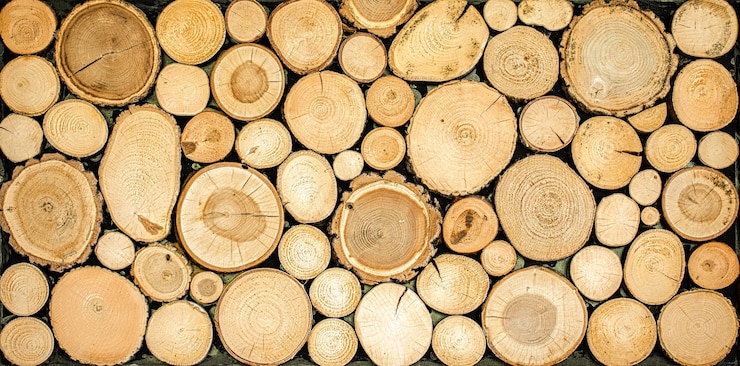 Foto nature's patterns decoratieve houten texturen in crosscuts