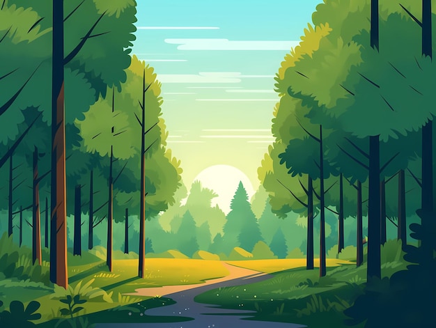 Nature s serenity vector landscape of meadow and forest