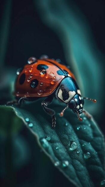 Nature's Tiny Wonder Ladybug CloseUp on Flower Generative AI