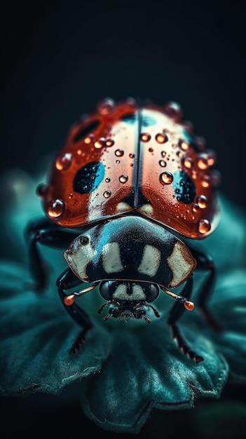 Nature's Tiny Wonder Ladybug CloseUp op bloem generatieve AI