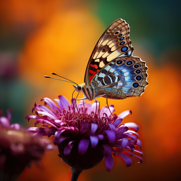 Nature's tiny wonders butterfly on a flower in macro