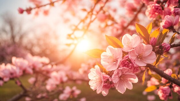 Фото Природная сцена с цветущим деревом и солнечной вспышкой весенние цветы весенний цветок на заднем плане