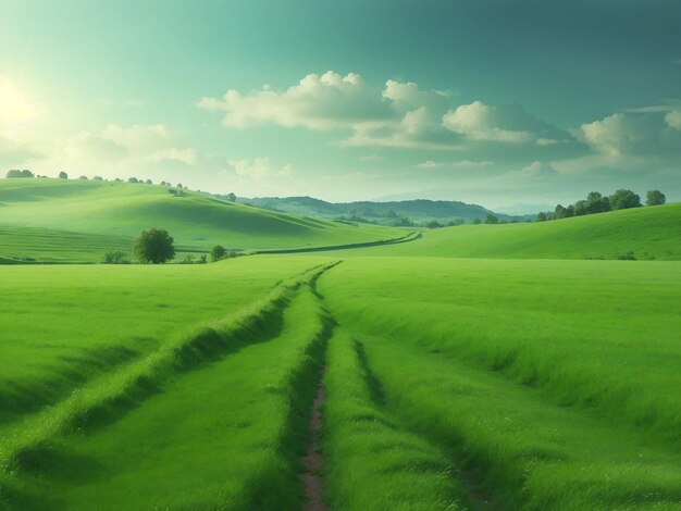 Nature scene with green field