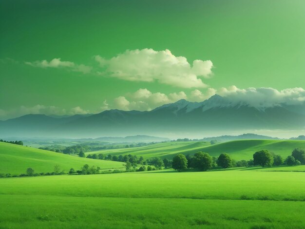 Nature scene with green field