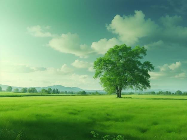 Premium AI Image  Nature scene with green field