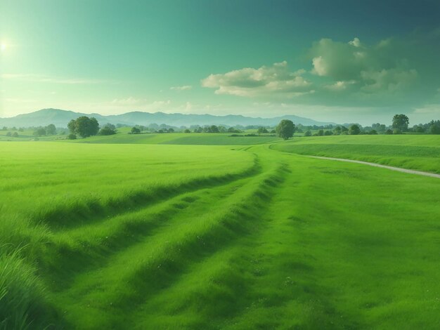 Nature scene with green field