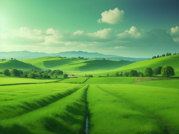 Nature scene with green field