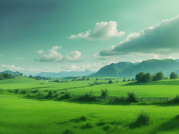 Nature scene with green field