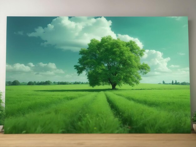 Nature scene with green field