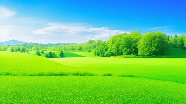 Nature scene with green field