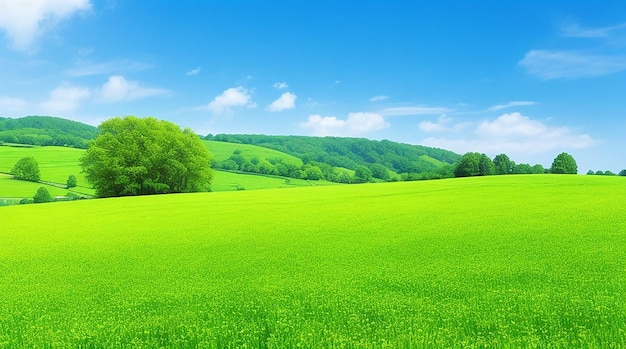 Photo nature scene with green field