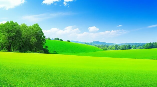 緑のフィールドと自然の風景