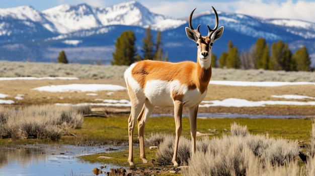 Nature scenery pronghorn deer images Generative AI