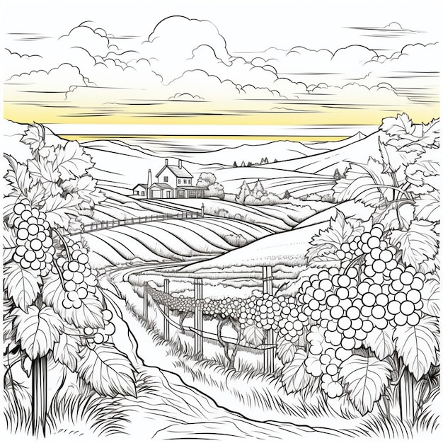 nature scenery sketch for coloring book