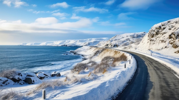 Nature scenic road snow landscape