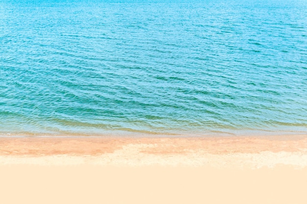 Photo nature of the surface of the sand and the blue sea water.