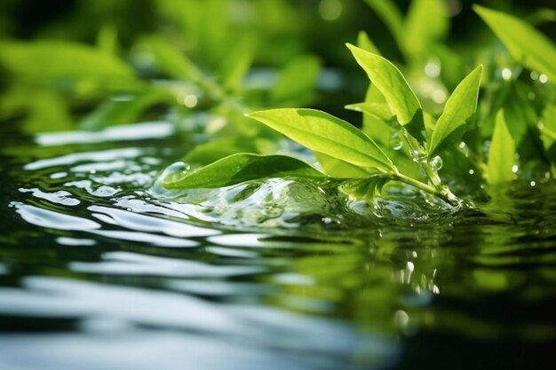 Photo nature and tea leaves in water