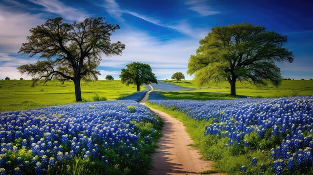 Photo nature texas bluebonnet trails illustration ennis field green country flower beautiful nature texas bluebonnet trails