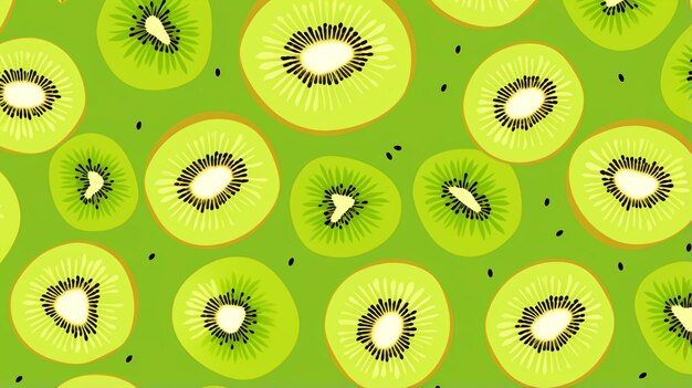 Photo nature textured kiwi fruits seamless patter vivid color background