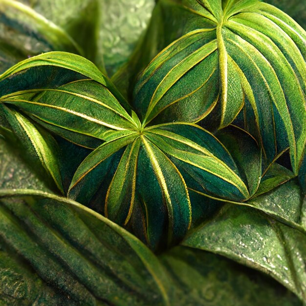 Nature view of green tropical plants leaves background